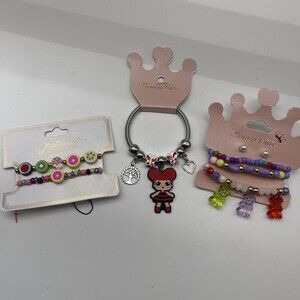 Princess Chloe Girls 3 Piece Bracelet Lot Red Hair Girl Fruits Gummy Bears New